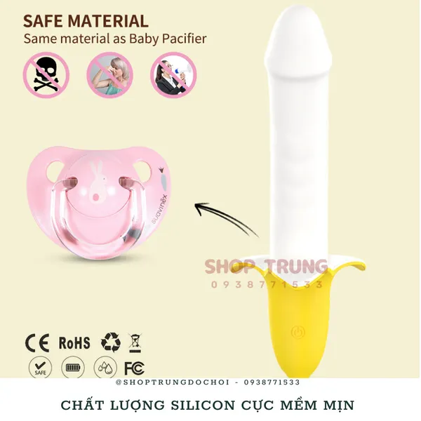 Đồ chơi người lớn dương vật rung thụt nhiều chế độ hình trái chuối