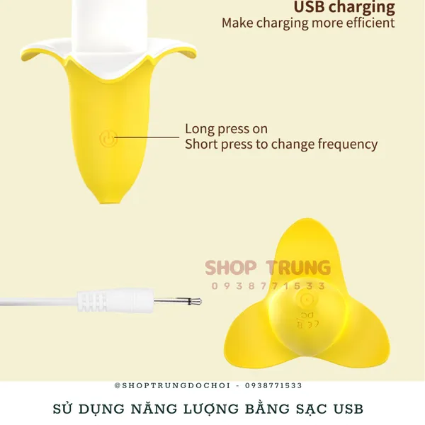 Đồ chơi người lớn dương vật rung thụt nhiều chế độ hình trái chuối