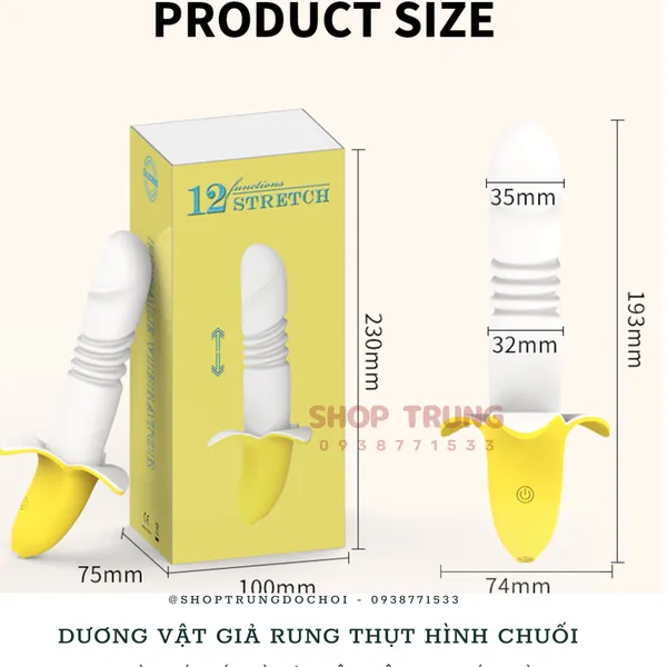 Đồ chơi người lớn dương vật rung thụt nhiều chế độ hình trái chuối