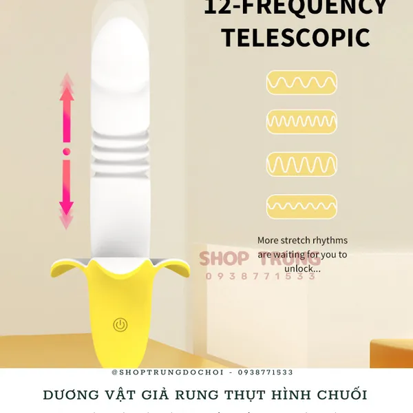 Đồ chơi người lớn dương vật rung thụt nhiều chế độ hình trái chuối