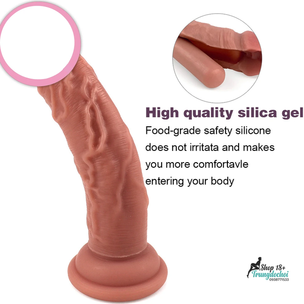 Dương Vật Giả Silicon Dáng Cong Đế Hít — Nhỏ Gọn, Kích Thích Điểm G