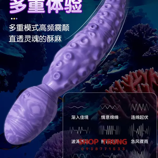 Dương Vật Giả Hình Xúc Tu Silicone Rung Xoay 360°, IPX7