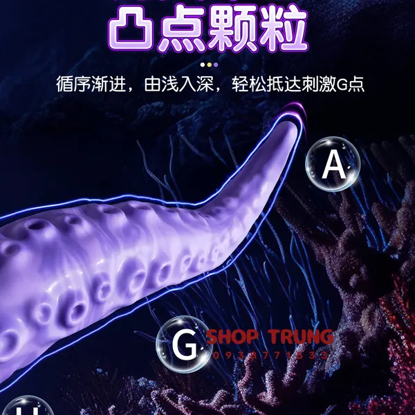 Dương Vật Giả Hình Xúc Tu Silicone Rung Xoay 360°, IPX7