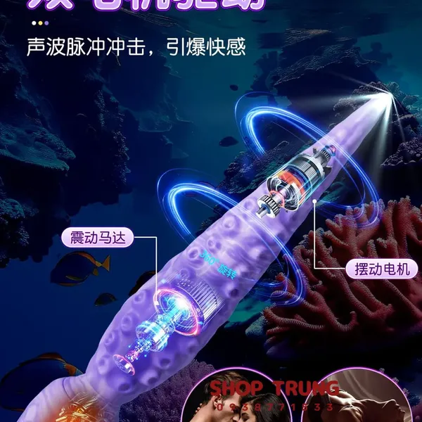 Dương Vật Giả Hình Xúc Tu Silicone Rung Xoay 360°, IPX7