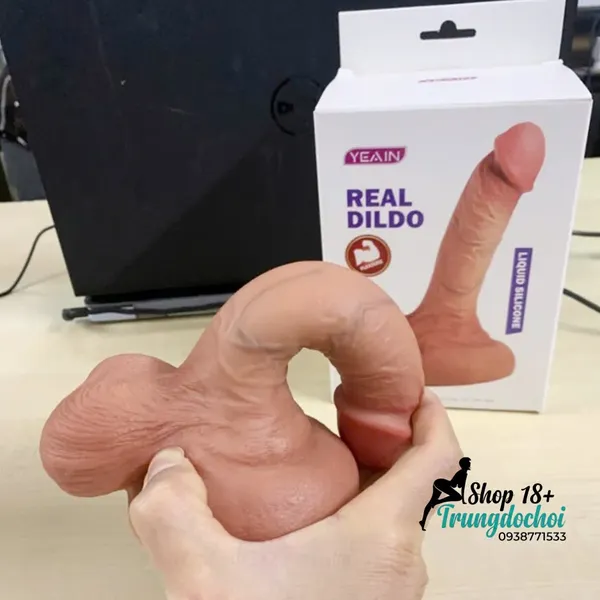 Yeain Real Dildo Dương Vật Giả Silicone Lỏng 2 Lớp, Siêu Mềm Như Thật Có Đế Hút Tường