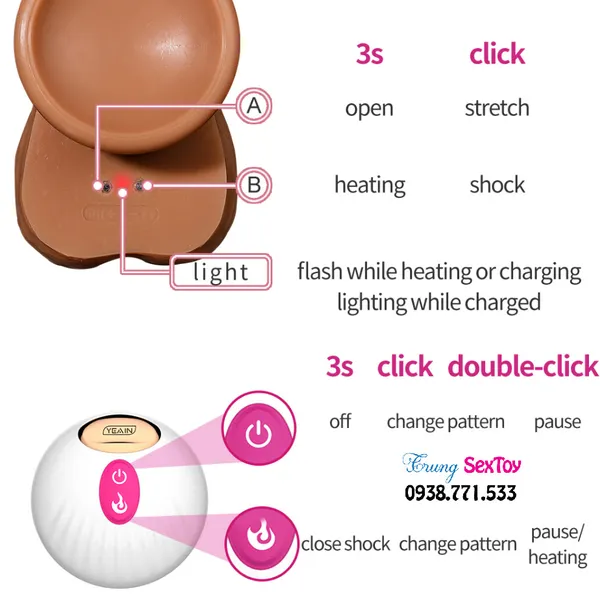 Không điểm chê với dương vật giả Yeain rung thụt điều khiển từ xa