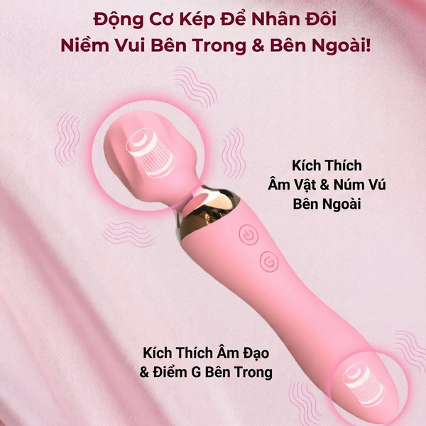 Máy Rung 2 Đầu Pleasure Pulse Dual Motor Kích Thích Kép, IPX4, Đầu Xoắn Ốc Tập Trung Điểm G