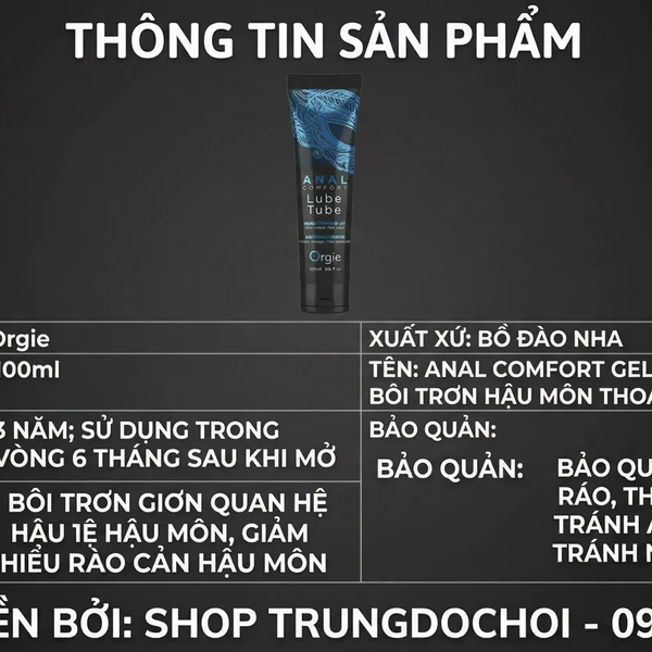 Gel bôi trơn hậu môn Orgie Anal Lube Tube 100ml