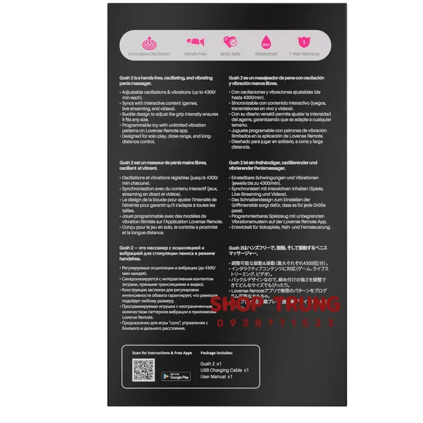 Vòng Đeo Dương Vật Lovense Gush 2 Điều Khiển Bằng App