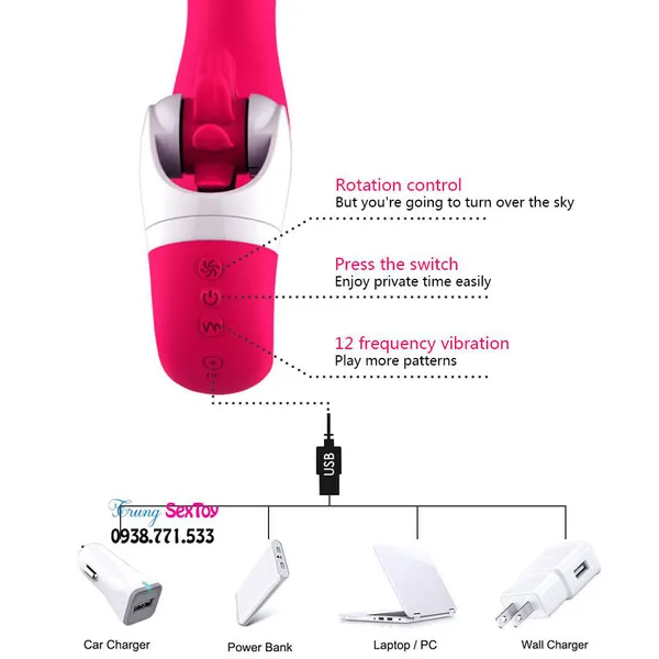 Dương Vật Giả Kèm Lưỡi Rung 10 Chế Độ Dành Cho Nữ