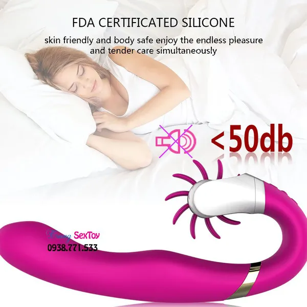 Dương Vật Giả Kèm Lưỡi Rung 10 Chế Độ Dành Cho Nữ