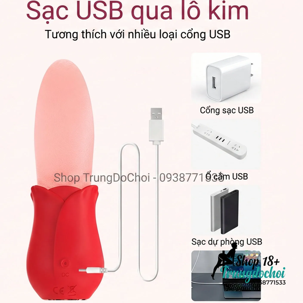 Máy Rung Liếm Điểm G Hình Hoa Hồng 10 Chế Độ Sextoy Quý Phái, Ngụy Trang Kín Đáo Tuyệt Đối