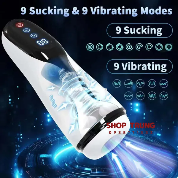 Máy Bú Mút Dương Vật LCD 9 Chế Độ Rung và Hút
