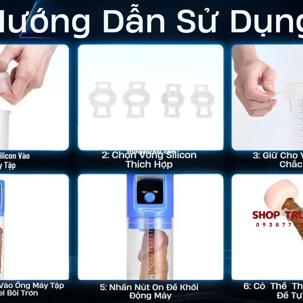 Máy tập dương vật LCD hút chân không tự dộng hiệu quả nhanh chóng