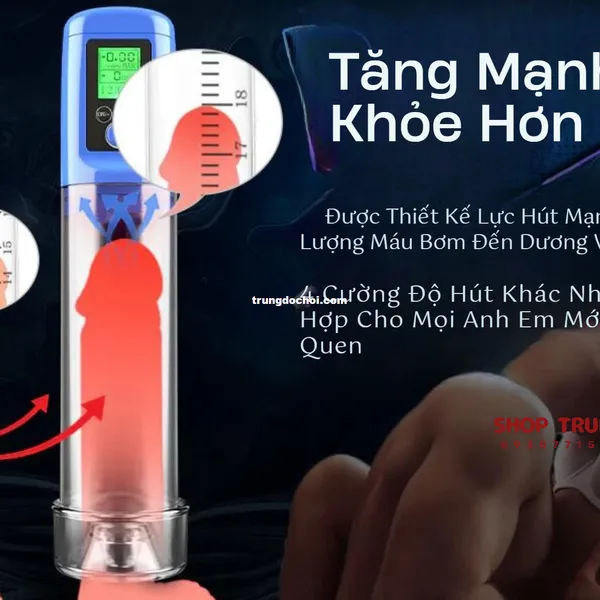 Máy tập dương vật LCD hút chân không tự dộng hiệu quả nhanh chóng