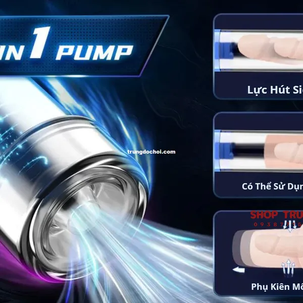 Máy tập dương vật LCD hút chân không tự dộng hiệu quả nhanh chóng