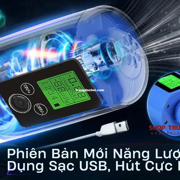 Máy tập dương vật LCD hút chân không tự dộng hiệu quả nhanh chóng