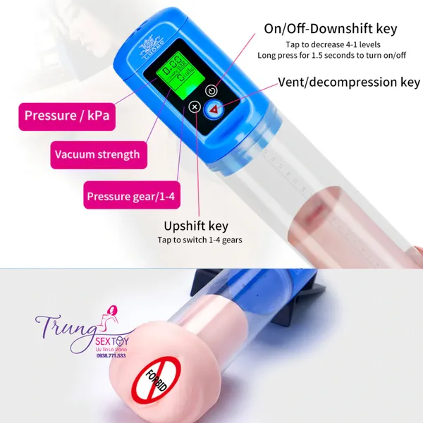 Máy tập dương vật LCD hút chân không tự dộng hiệu quả nhanh chóng