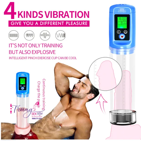Máy tập dương vật LCD hút chân không tự dộng hiệu quả nhanh chóng