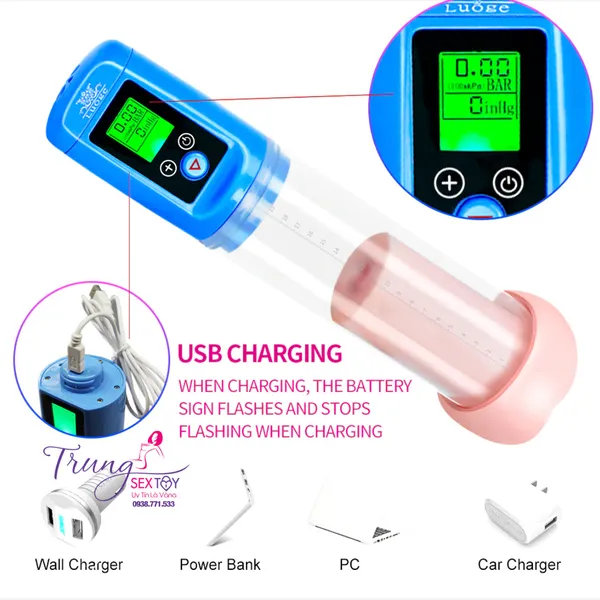 Máy tập dương vật LCD hút chân không tự dộng hiệu quả nhanh chóng
