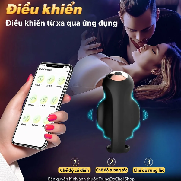 Máy Massage Dương Vật Điều Khiển App — Vòng Rung 9 Chế Độ, Khóa Tinh Hoàn, Gai Massage 360°