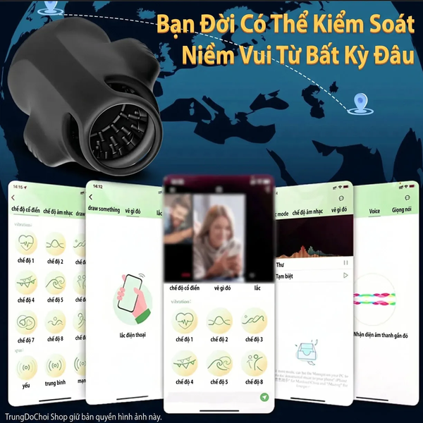 Máy Massage Dương Vật Điều Khiển App — Vòng Rung 9 Chế Độ, Khóa Tinh Hoàn, Gai Massage 360°