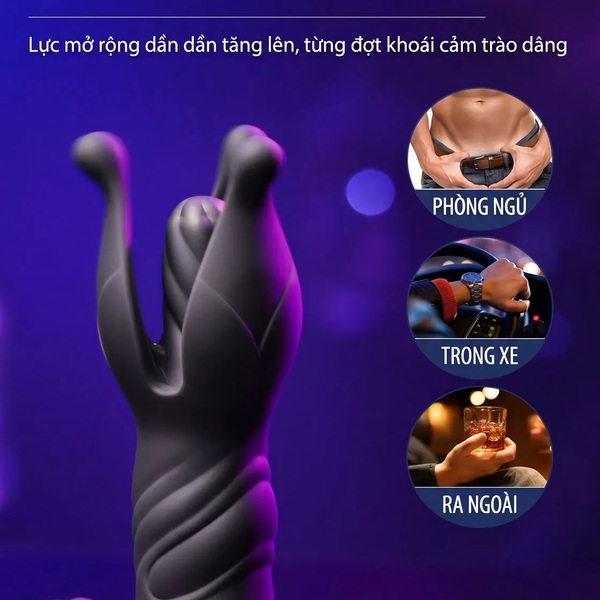 Máy Massage Tuyến Tiền Liệt Hoa Địa Ngục Đầu Nở 55mm, 9×9 Chế Độ, Remote Không Dây