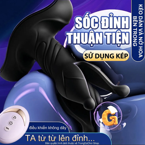 Máy Massage Tuyến Tiền Liệt Hoa Địa Ngục Đầu Nở 55mm, 9×9 Chế Độ, Remote Không Dây