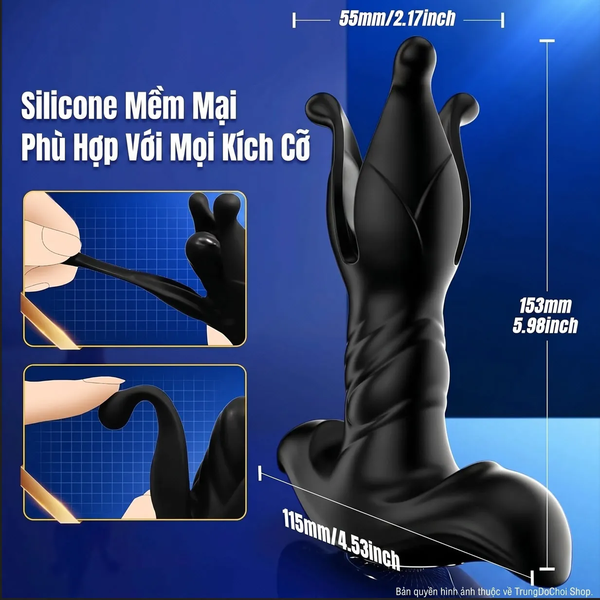 Máy Massage Tuyến Tiền Liệt Hoa Địa Ngục Đầu Nở 55mm, 9×9 Chế Độ, Remote Không Dây
