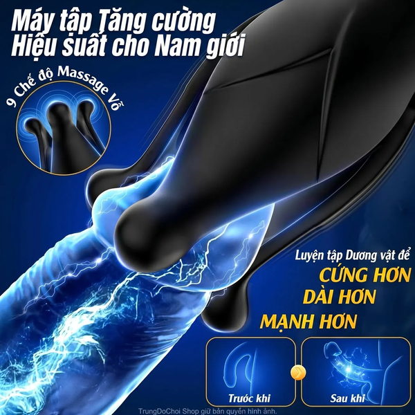 Máy Massage Tuyến Tiền Liệt Hoa Địa Ngục Đầu Nở 55mm, 9×9 Chế Độ, Remote Không Dây