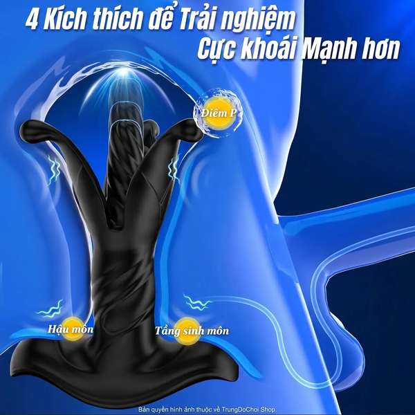 Máy Massage Tuyến Tiền Liệt Hoa Địa Ngục Đầu Nở 55mm, 9×9 Chế Độ, Remote Không Dây