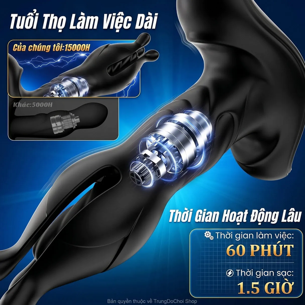 Máy Massage Tuyến Tiền Liệt Hoa Địa Ngục Đầu Nở 55mm, 9×9 Chế Độ, Remote Không Dây