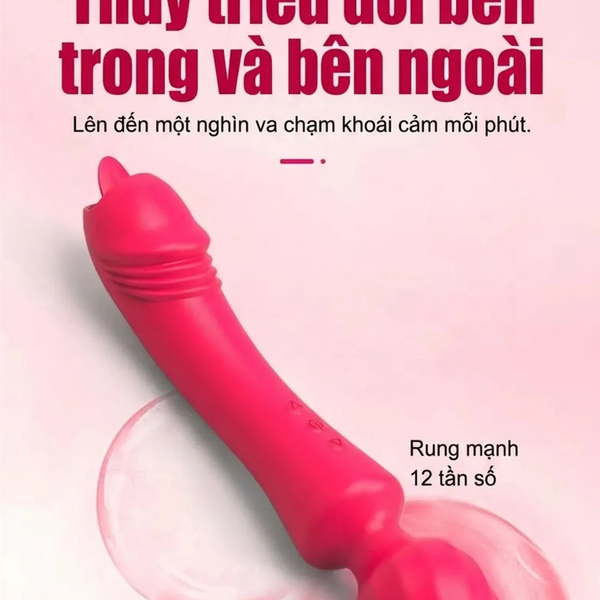 Máy Rung Liếm Akasi 2in1 Lưỡi Ngoáy Mô Phỏng Tự Nhiên Đầu Rung, 10 Chế Độ