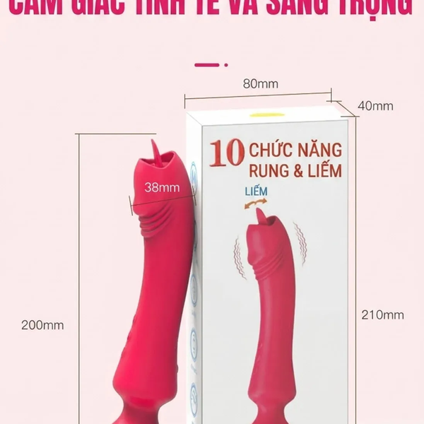 Máy Rung Liếm Akasi 2in1 Lưỡi Ngoáy Mô Phỏng Tự Nhiên Đầu Rung, 10 Chế Độ