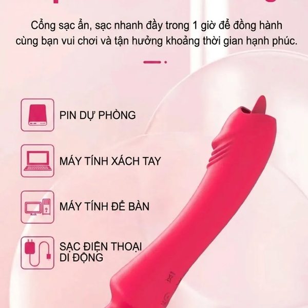 Máy Rung Liếm Akasi 2in1 Lưỡi Ngoáy Mô Phỏng Tự Nhiên Đầu Rung, 10 Chế Độ