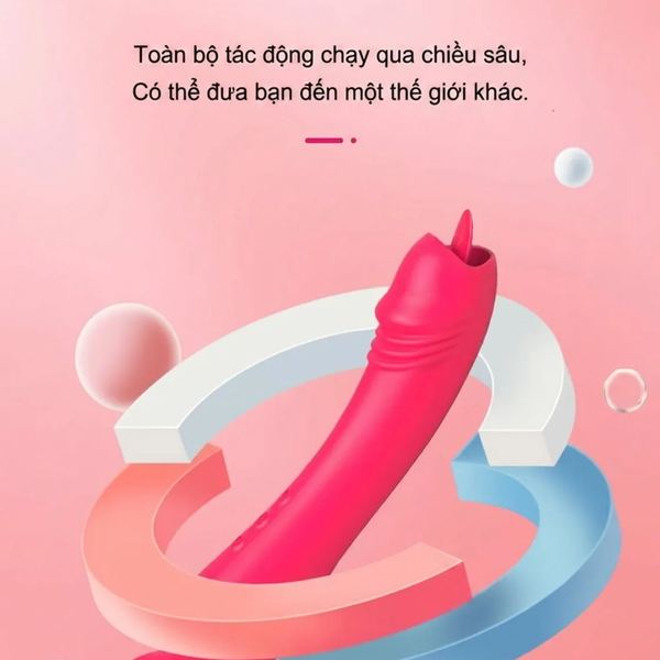 Máy Rung Liếm Akasi 2in1 Lưỡi Ngoáy Mô Phỏng Tự Nhiên Đầu Rung, 10 Chế Độ