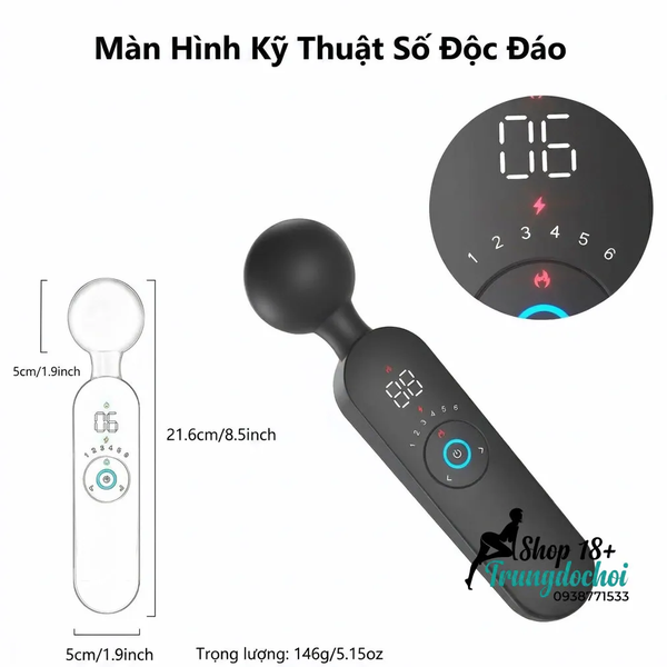 Máy Rung Ares Smart Vibrator Làm Ấm 42°C, Màn Hình LED Hơi Ấm Thật Sự Cho Tối Hai Người