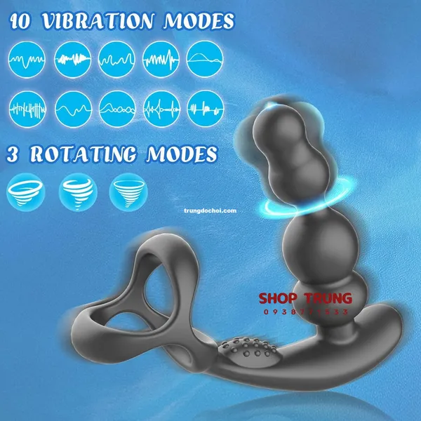 Máy Rung Hậu Môn 10 Chế Độ Rung 3 Chế Độ Ngoáy - An Toàn Thiết Kế Tinh Tế