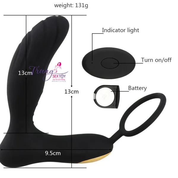 Máy Rung Kích Thích Hậu Môn Massage Tuyến Tiền Liệt có Vòng Đeo Giúp Lâu Ra Hơn