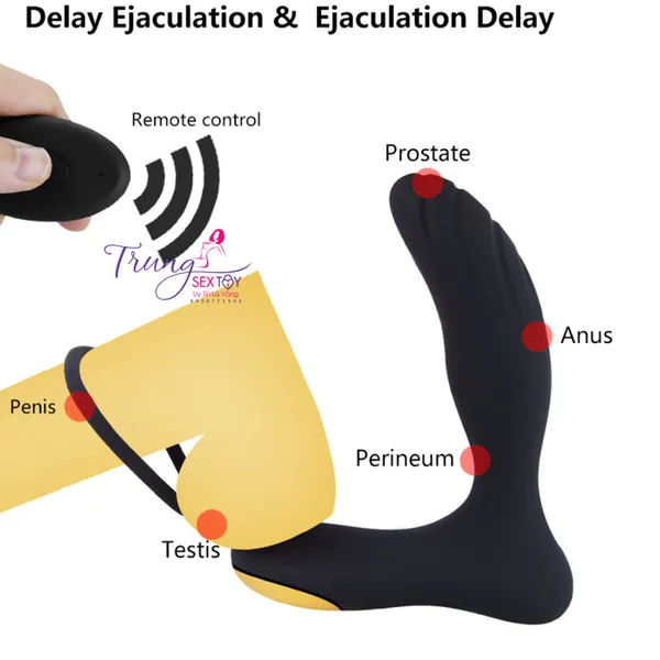 Máy Rung Kích Thích Hậu Môn Massage Tuyến Tiền Liệt có Vòng Đeo Giúp Lâu Ra Hơn