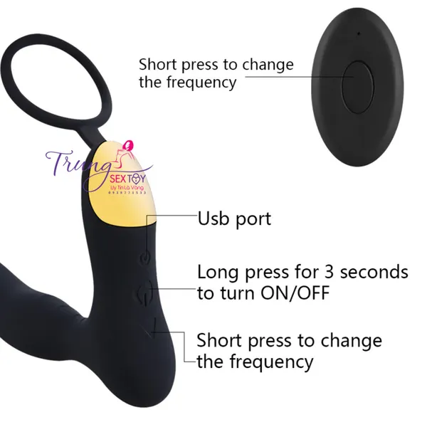 Máy Rung Kích Thích Hậu Môn Massage Tuyến Tiền Liệt có Vòng Đeo Giúp Lâu Ra Hơn