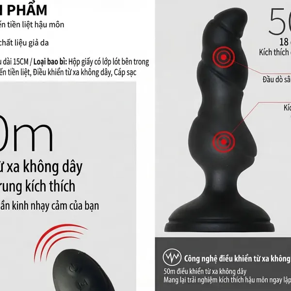 Máy Rung Hậu Môn Điểm G Sorbo 12 Chế Độ Rung Mạnh, Điều Khiển Từ Xa 5m Không Dây