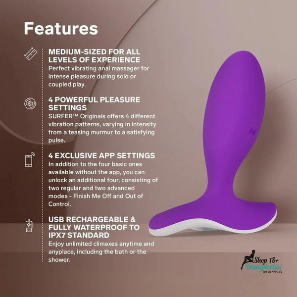 Máy Rung Hậu Môn Lelo Surfer Originals — Chân Đế Loe, Kết Nối App