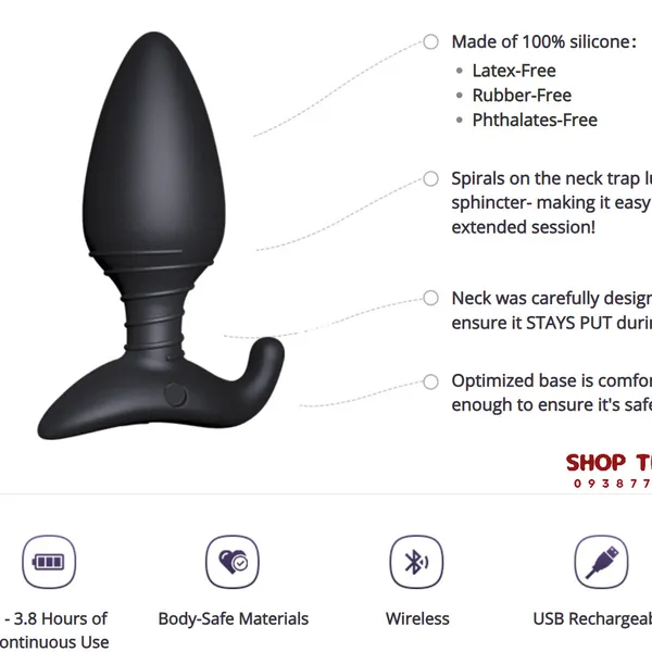 Máy Rung Hậu Môn Lovense Hush Điều Khiển Bằng App 10 Chế Độ Rung Cực Đỉnh