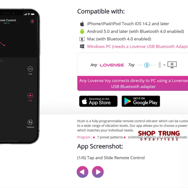 Máy Rung Hậu Môn Lovense Hush Điều Khiển Bằng App 10 Chế Độ Rung Cực Đỉnh