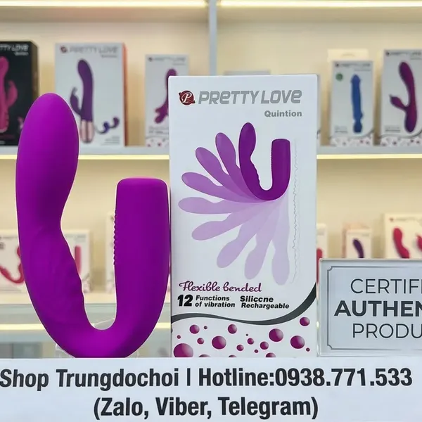 Máy Rung Tuyến Tiền Liệt Pretty Love Quintion 12 Chế Độ Rung Hình Chữ U Chống Nước