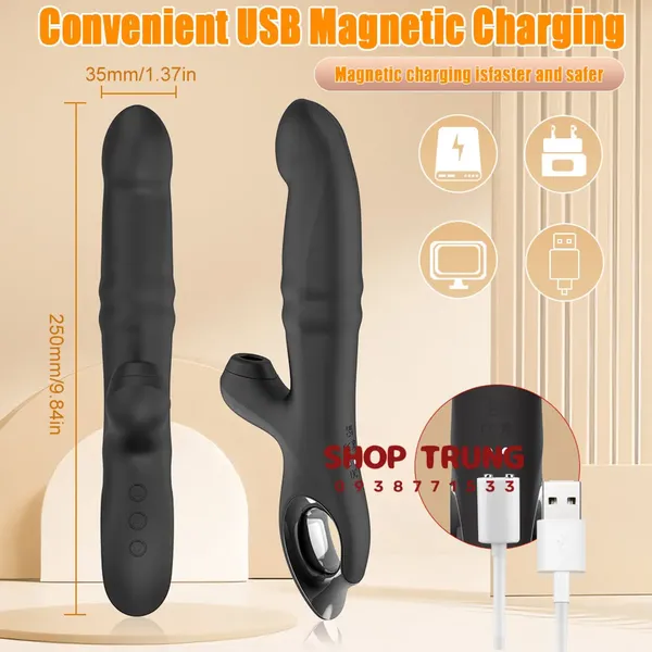 Máy Rung Đa Chức Năng Silicone Trải Nghiệm 3 Trong 1 Đỉnh Cao Rung, Hút & Lắc