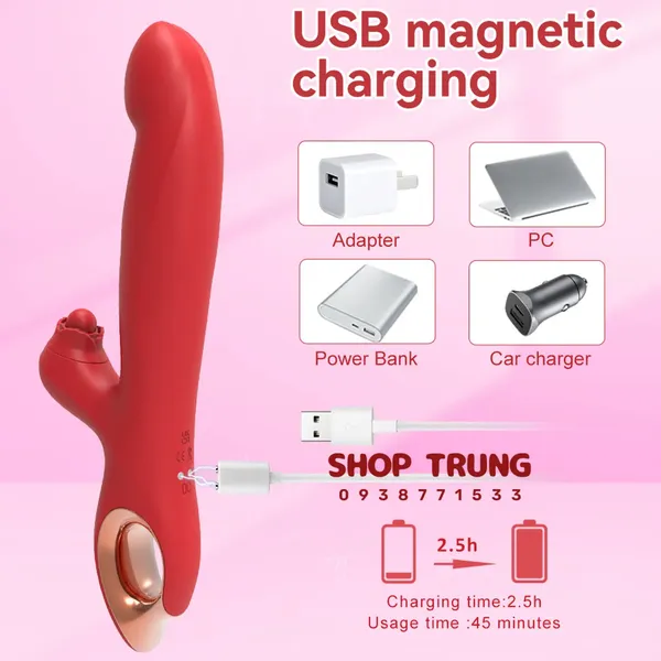 Máy Rung Đa Chức Năng Silicone Trải Nghiệm 3 Trong 1 Đỉnh Cao Rung, Hút & Lắc