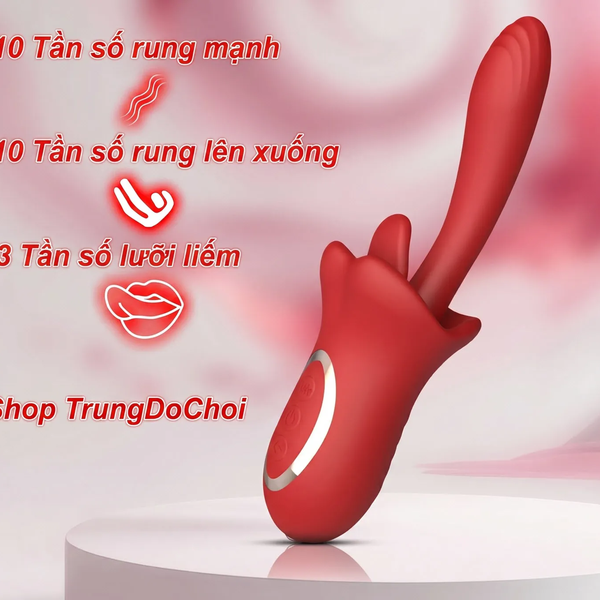 Máy Rung Lưỡi Liếm 3-in-1 Khoái Cảm 3 Chiều Rung, Ngoáy Thụt & Liếm Âm Vật Cùng Lúc