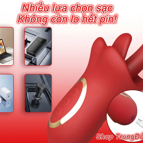 Máy Rung Lưỡi Liếm 3-in-1 Khoái Cảm 3 Chiều Rung, Ngoáy Thụt & Liếm Âm Vật Cùng Lúc